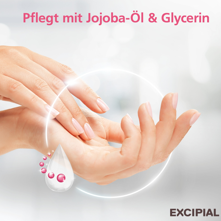 Hände werden mit weißer Handcreme eingecremt. Hautschutz für sehr trockene, gereizte Hände.